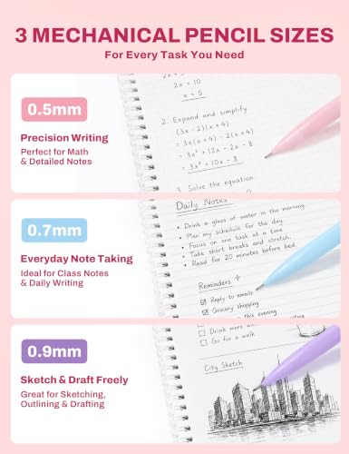 SUNEE Pencil Case with Supplies, 35PCS Aesthetic Stationery Set with Pastel Highlighters, Black Gel Pens, Mechanical Pencils & Refills, Cute School Supplies for Teachers Girls College Pink - color: Pink, style: 35 Pack