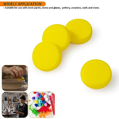 30 Pack Small Painting Sponges, 2.9 Inch Pottery Sponges | Paint Sponges for Acrylic Painting, Crafts, Ceramics, Household Use and More - Yellow Round Sponges