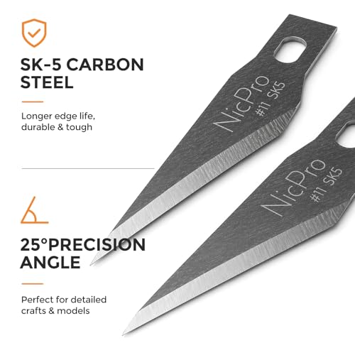 Nicpro 120 PCS #11 Hobby Blades Refill Set, SK-5 High Carbon Steel Utility Art Blades Replacement with Storage Case for Craft, Hobby, Scrapbooking,Cutting, Carving,Stencil - size: #11