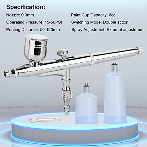 0.3mm Dual Action Airbrush Kit with 6/20/40CC Cups Paint Spray Gun