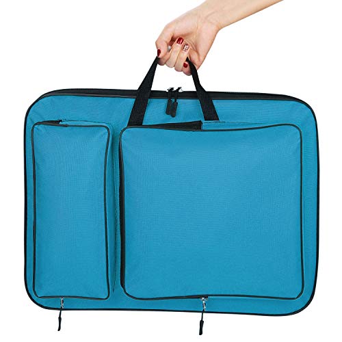 ITODA A3 Art Portfolio Carry Case Bag Drawboard Tote Handheld Storage Portable Shoulder Lightweight Box for 8k Sketch Pad Artist Drawing Painting Supplies - color: Blue