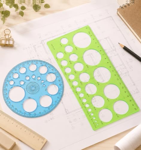 2 Pcs Circle Template for Drawing, Circle Ruler for Students, Office Painting Drafting