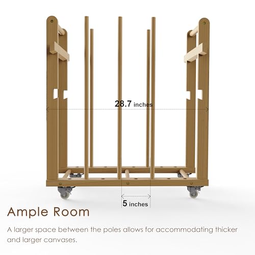 Art Storage Rack, Art Canvas Storage, Art Drying Rack, Canvas Boards Rack Art Storage with Handle & Caster Wheels for Drawing Board, Panel, Paper Pad for Art Studios, Artworks, Gallery - size: 12.5"D x 28.7"W x 32.5"H