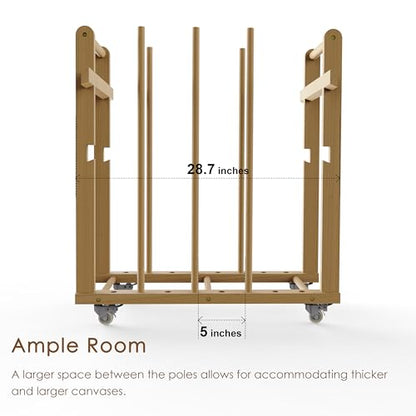Art Storage Rack, Art Canvas Storage, Art Drying Rack, Canvas Boards Rack Art Storage with Handle & Caster Wheels for Drawing Board, Panel, Paper Pad for Art Studios, Artworks, Gallery - size: 12.5"D x 28.7"W x 32.5"H