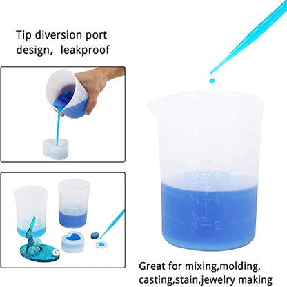 Gartful 250ml Silicone Measuring Cups, 4 PCS Large Nonstick Reusable Silicone Mixing Cups Durable Easy Clean for Epoxy Resin, Casting Molds, Stain Jewelry Making, Waxing, DIY, Art, Craft - size: Large-250ml*4