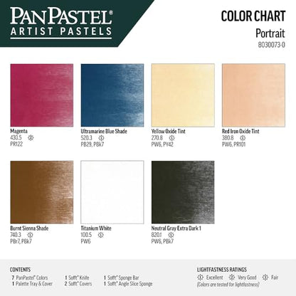 PanPastel Artist Pastels by GOLDEN, Portrait Set, 7 Color, Professional Artist Pastels, Unique Pan Format (cake-like)