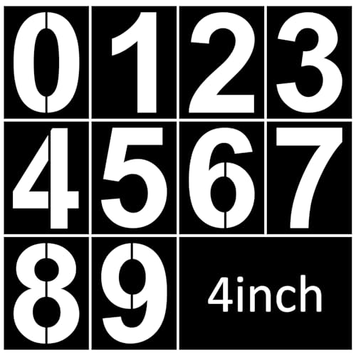 4 Inch Number Stencils Plastic Number Stencils Reusable Digital Painting Templates for Cake Stencil Address Templates - size: 4 Inch