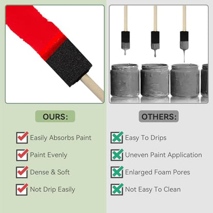 10 PCS Foam Paint Brushes, 1.6 Inch Sponge Brush for Painting, Staining, Varnish, Touch Up, DIY Craft Art Projects - size: 20 Packs 1.6 inch