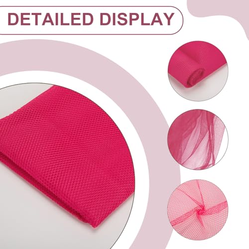 59" x 72"(2 Yards) Rose Pink Mesh Fabric | Slightly Stretchy for Sewing Projects, Backpack Pocket and Straps, Netting Clothes and Shopping Bag - color: Rose Pink