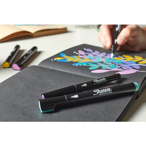 Sharpie Creative Markers, Water-Based Acrylic, Bullet Tip, Assorted Colors, 12 Count – Arts & Crafts, Kids Activity, School Classroom; Works on Paper, Metal, Wood, Ceramic, Glass, Rock, Canvas - size: 12 Count, style: Bullet Tip
