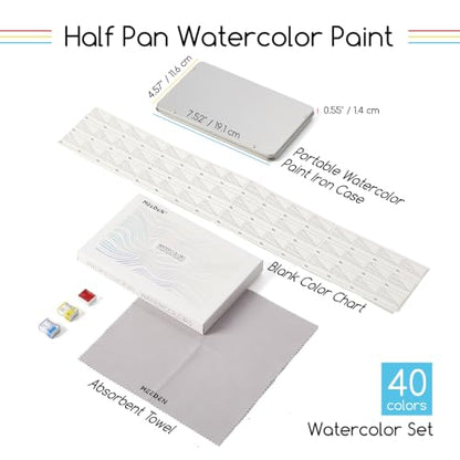 MEEDEN Professional Watercolor Paint Set: 40 Colors Semi-Moist Sets - color: 40 Colors