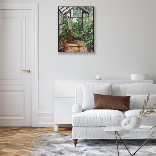 Greenhouse Art Paint by Numbers for Adults Beginner, Garden Plants Paint by Number Kits on Canvas, Botanical Floral Art DIY Oil Painting Watercolor Color by Numbers for Home Wall Decor 16X20inch - color: PB190-1