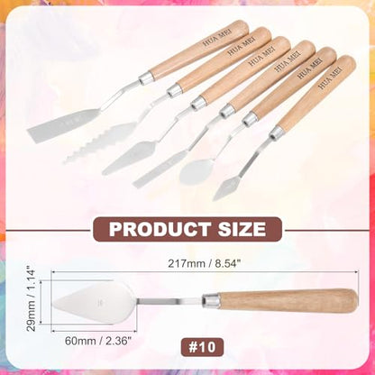 MECCANIXITY HM#10 Palette Knives 29mm Width Stainless Steel Spatula Painting Pallet Knife with Wood Handle for Oil Painting Acrylic Canvas Mixing Spreading - style: HM#10 + 29mm