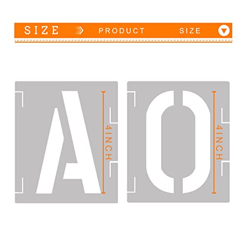 Alphabet Letter Stencils 4 inch, 42 Pcs Reusable Plastic Letter and Number Templates Alphabet Symbol Craft, Art Craft Stencils for Painting on Wood, Wall, Glass, Fabric, Rock, Signage - size: 4 inch