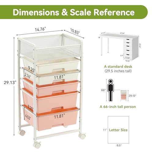 Rolling Craft Cart with 5 Drawers, Art Craft Organizers and Storage with Lockable Wheels, Rolling Utility Cart for Organizing Arts and Crafts,Yarn,Toy, School Supplies, Nail Product, Sewing Supplies - size: 5-Drawers(1 PacK)
