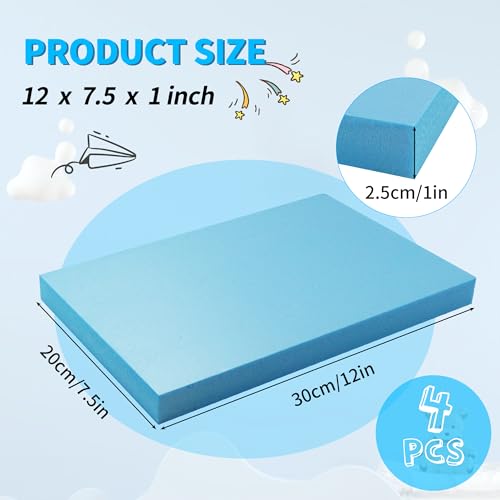 LuckyFoam Blue 4 Pack 12x7.5x1 inch Foam Sheets 1 Inch Thick | Polystyrene Rectangles XPS Foam Board Craft for Insulating DIY Modeling Art Supplies - color: blue, size: 12x7.5x1 inch 4pcs