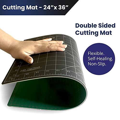 Pacific Arc Double Sided Self Healing Cutting Mat - Thick and Durable Vinyl Rotary Cutting Mat for Sewing & Scrapbook Paper Cutting Mat (24"x36") - size: 24"x36"