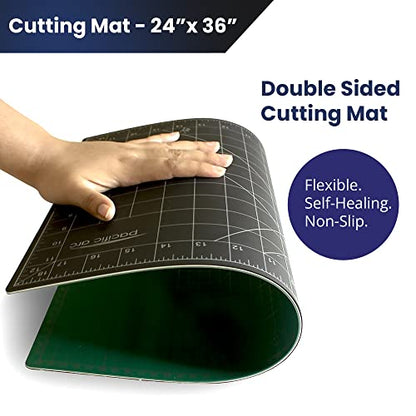 Pacific Arc Double Sided Self Healing Cutting Mat - Thick and Durable Vinyl Rotary Cutting Mat for Sewing & Scrapbook Paper Cutting Mat (24"x36") - size: 24"x36"