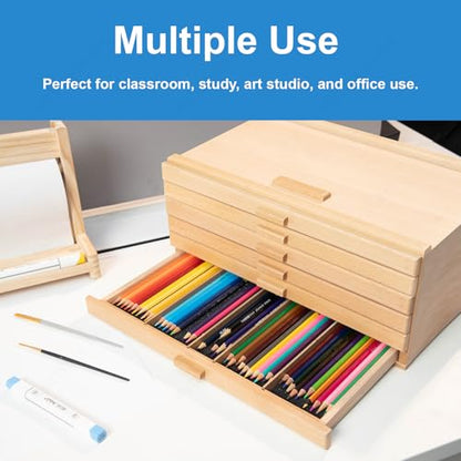 Falling in Art Wooden Pastel Storage Box With 6 Removable Drawers - size: 6-Drawer