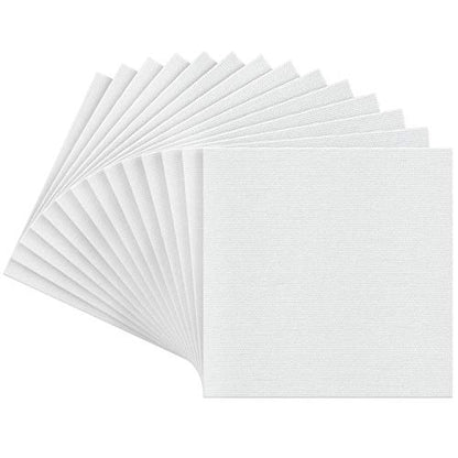 ARTEZA Canvas Panels 8x8 Inch, White Blank Pack of 14, 100% Cotton, 12.3 oz Primed, 7 oz Unprimed, Acid-Free, for Acrylic & Oil Painting, Professional Artists, Hobby Painters & Beginners - size: 8 x 8 inch, 14 pack