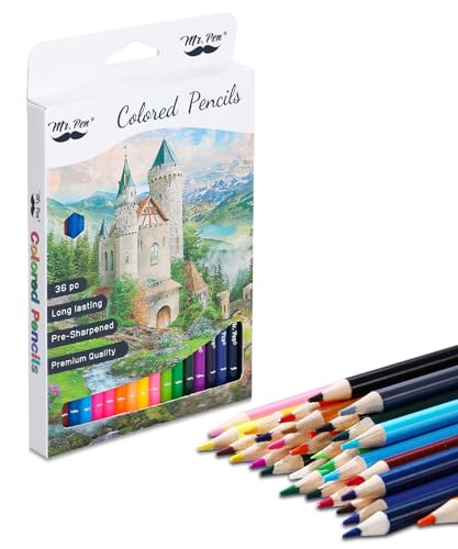 Mr. Pen- Colored Pencils for Adult Coloring Books, 36 Pack | Soft Core Color Pencils for Adult Coloring Book, Drawing, Sketching, Blending & Shading-Art Supplies - size: 1 Count (Pack of 1), style: Round Barrel