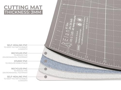 Elan Cutting Mat 36x60 Black & Taupe, Extra Large Self Healing Cutting Mat 36 x 60 Inch, 5-Ply Craft Board Black, Hobby Board for Sewing and Quilting - style: 60 x 36"