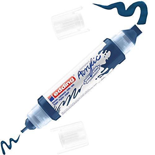 edding 5400 Acrylic 3D Double Liner - Dark-Blue - 1 Acrylic Colour Tube - 2 nozzles 2-3,5-10mm - Acrylic Paints for Canvas, Painting Boards and Wood - Waterproof acrylics in Artist-Quality Colours - color: Elegant Midnight Mat