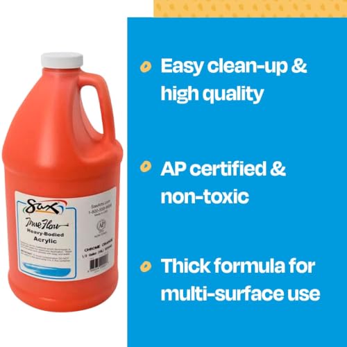 Sax True Flow Heavy Body Acrylic Paint, 1/2 Gallon, Chrome Orange - 439286, 64 Fl Oz (Pack of 1) - color: Chrome Orange