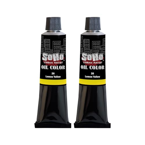 Soho Urban Artist Oil Paint - 2 Pack, Lemon Yellow 2 Pack - 170 ml Tube - Best Valued Oil Colors for Painting with Excellent Pigment Load - color: Lemon Yellow