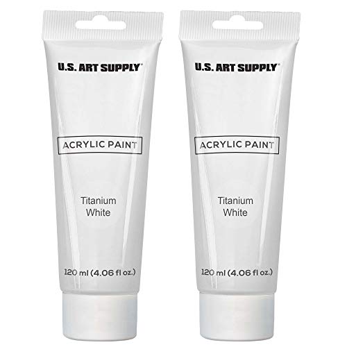 U.S. Art Supply Titanium White Acrylic Paint - 2 Extra-Large 120ml Tubes - High Opacity, Strong Tinting Strength, Acrylic Paints for Canvas Painting, Wood & Media