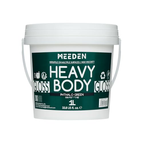 MEEDEN Phtalocyanine Green Acrylic Paint: 1L /33.8oz Heavy Body Paints | Thick Art Paints Non-Toxic Gloss Finish for Canvas Crafts Painting - color: Phtalocyanine Green - 1L