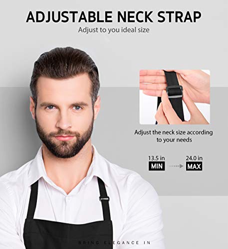 Syntus Apron for Men Women, Adjustable Cooking Kitchen Apron with 2 Pockets | Machine Washable, Firm Stitching, Stain Resistance, Long Tie Straps, 2 Pockets, Versatility, Unisex Use, Gift, BBQ - color: Basic Black, style: 2 Polyester Blend