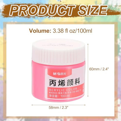 PATIKIL M&G Acrylic Paint, 3.38 Fl Oz(100ml) Matte Finish Rich Pigments Waterproof Art Painting Supplies for Fabric Canvas Wood Leather Stone Cloth, Pink - color: Pink