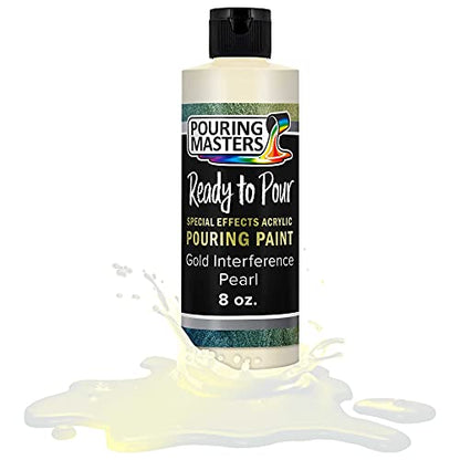 Pouring Masters Gold Interference Pearl Special Effects Acrylic Pouring Paint - Premium 8-Ounce Pre-Mixed Fluid Acrylic Paint - Fluid Art Supplies for Canvas, Wood, Paper, Tile & Rocks - color: Gold, size: 8 Fl Oz (Pack of 1)