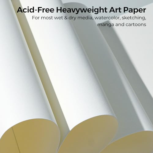 Funto Watercolor Paper Pads, 9x12, 140lb/300gsm, 30 Sheets Each, Cold Pressed, Acid-Free Heavyweight Art Paper for Painting, Drawing - color: 9x12-White-2Pack