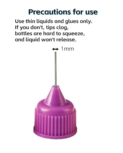 LJY 30 Precision Tip Bottles, 1 oz, 6 Colors, with 5 Funnels for Craft Glue
