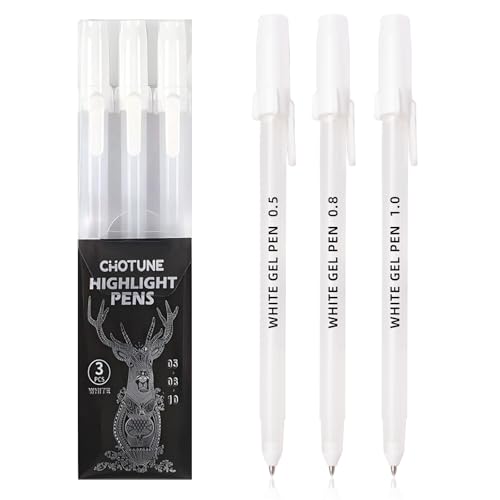 White Gel Pens, 3 Tip Sizes Pack White Ink Pen | Fine 0.5mm/Medium 0.8mm/Bold 1.0mm, For Art, Journaling, Drawing, Black Paper, Holiday Gifts & DIY Projects, DIY