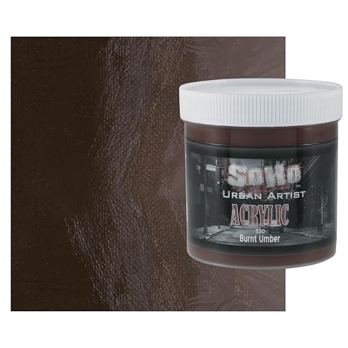 Soho Urban Artist Heavy Body Acrylic Paint - 500 ml Jar - Burnt Umber - Thick, Rich Color, Excellent Coverage, Professional Quality - Artists Acrylic Paint - color: Burnt Umber, size: 16.91 Fl Oz (Pack of 1)