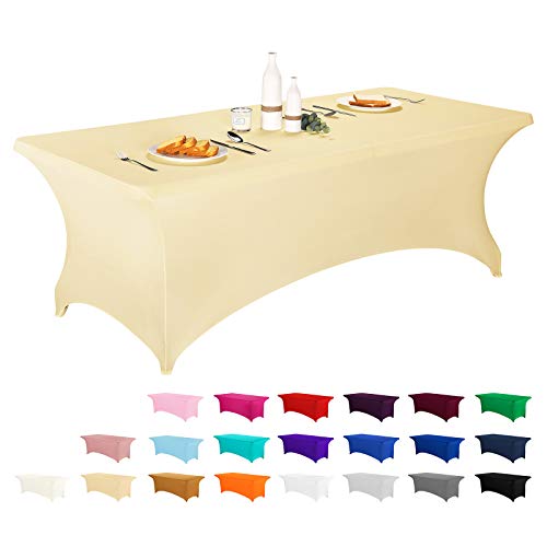 LZY Spandex Fitted Stretch Table Cover for 6 ft or 4ft or 8ft Folding Table, Rectangular Cocktail Tablecloth, Perfect for Party or Banquet - color: Champn, size: 96" x 30" (Rectangular)