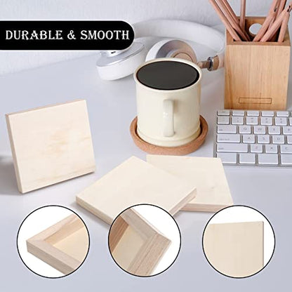 ABuff 15 Pack Wood Panels 6x6 Inch 3/4’’ Deep Wood Panel Boards | Unfinished Wood Canvas Boards for Painting, Square Wooden Panels for Painting Crafts, Pouring, Arts Use with Oils, Acrylics
