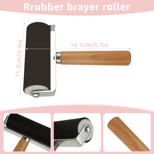 10 Pack Rubber Stamp Making Kit - Block Printing Kit，Linoleum Carving Tools with 8 Type Blades, 8 Pcs Pink Rubber Carving Block and Rubber Brayer Roller - size: 4x6inch-10pcs-kit-pink