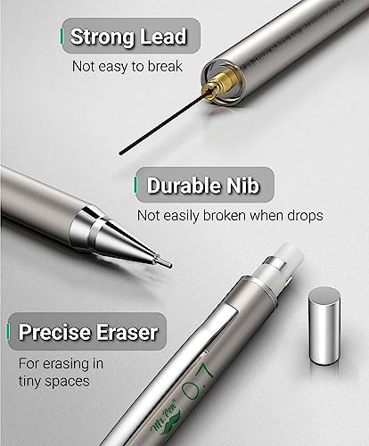 Mr. Pen- Metal Mechanical Pencil Set with Lead Refills & Erasers, 2 Pack - style: 0.7mm