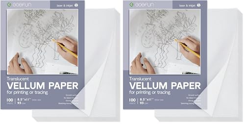 Translucent Vellum Paper 8.5 x 11, Goefun 100 Sheets Vellum Tracing Paper Printable for Invitations, Card Overlays, Belly Bands, DIYs, Sketching, Drawing (Pack of 2) - size: 8.5x11-100pcs (Pack of 2)