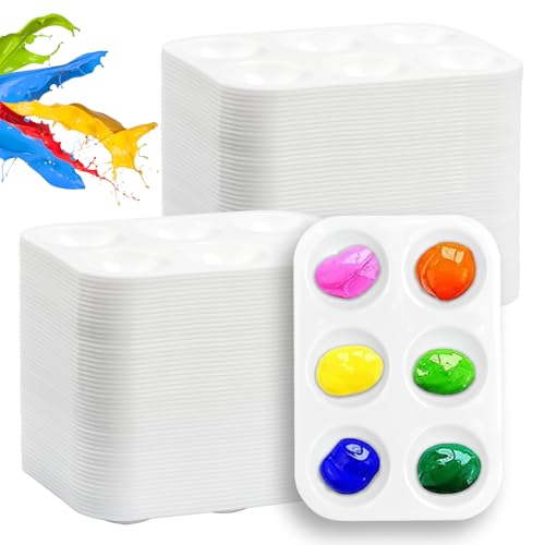 100PCS Paint Tray Palettes Plastic Paint Pallets Watercolor Palette Painting Tray for Painting Party, DIY Craft and Art Painting