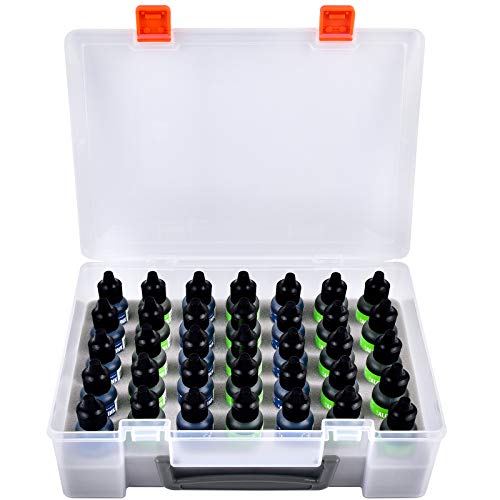 FULLCASE Alcohol Ink Storage Case, 35-Bottle Paint Organizer | Portable Case Holds 35 Small Ink or Paint Bottles for Artists, Tattoo Supplies, Crafts, Classes and Travel, Box Only