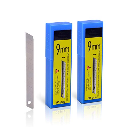 FOSHIO 60 Degree Snap Off Universal Art Knife Replacement Blades, High Hardness Carbon Steel Material, Auto Vinyl Wrap Office Cutter Craft Knife Sharp Blades, Pack of 100 - color: Blue - 60 Degree Blades