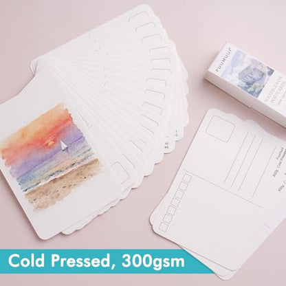 Fuumuui 40 Cards Watercolor Postcards Blank 4 x 6 inch, 140lb/300gsm, 100% Cotton Cold-Pressed Art Paper for Painting, DIY, Mailing, Invitations, Greeting Cards - size: 4×6 in
