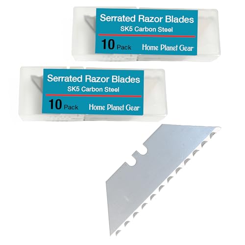 Serrated Blades for Utility Knife – TWO 10 Packs Heavy Duty Saw Razors for Box Cutter in Convenient Storage Box – Serrated Edge Razors 10 Packs, Standard Size - Fits Most Cutters & Knives - color: Serrated, size: 20 Blades