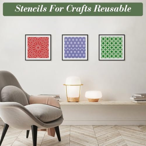 Texture Stencils for Crafts Reusable 16Pcs Stencils(5.9X5.9 inch) - color: Texture 13