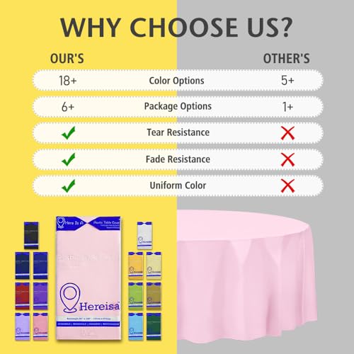 Premium Blush Pink Plastic Table Cloth Disposable (2 Pack) Round Tablecloth (84in) Party Table Cloths Disposable, Perfect Table Cloth Round Cover for Any Table Up to 6 Feet - color: Fb1 - Light Pink, size: 2 PACK | Round | 84 Inch